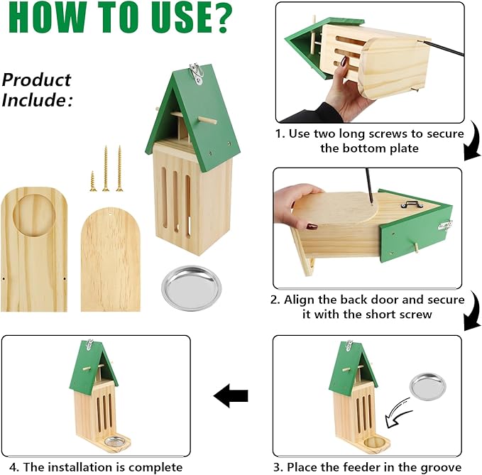 Butterfly House and Feeder for Outside, Wooden Butterfly House for Garden, Natural Butterfly Habitat with Butterfly Puddler on The Floor or Hanging on Tree Wall-VerdiqueGarden