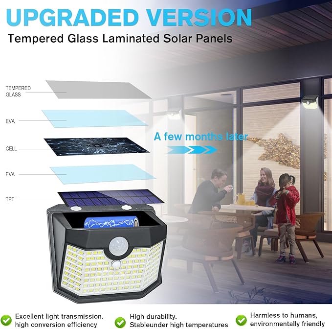 Aootek Solar Lights 4 Packs, Motion Sensor Light IP65 Waterproof with 3 Lighting Modes,Solar Lights Outdoor Waterproof for Garden Patio Garage Yard Deck-VerdiqueGarden