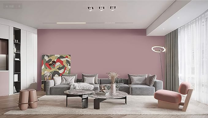 Dimoon 110''x17.7'' Pink Peel and Stick Wallpaper Contact Paper Modern Self Adhesive Wall Paper Removable Renter Friendly Textured Solid Color Shelf Cabinet Vinyl Roll (110''x17.7'',Grey Pink)-VerdiqueGarden