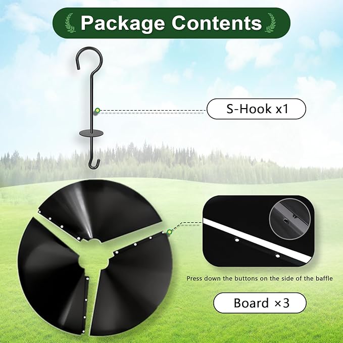 Gtongoko 19 Inch PP Squirrel Baffle for Protect Outside Hanging Mounted Bird Feeder or Bird House Squirrel Proof for Shepherd Hooks Black 1 Pack-VerdiqueGarden