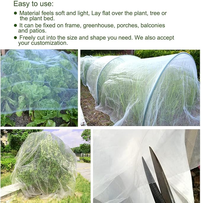 10x30Ft Mosquito Bug Insect Bird Fine Mesh Net Barrier Hunting Blind Garden Screen Netting for Protect Your Plant Fruits Flower-VerdiqueGarden