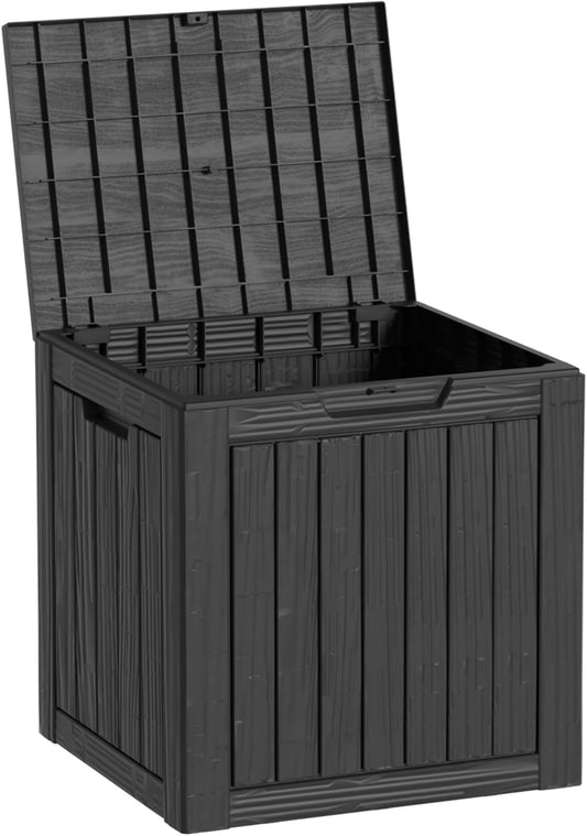 30 Gallon Black Resin Deck Box - Lockable, Waterproof Outdoor Storage for Patio Cushions, Garden Tools & Package Delivery - UV-Resistant Utility Container for Porches, Balconies-VerdiqueGarden