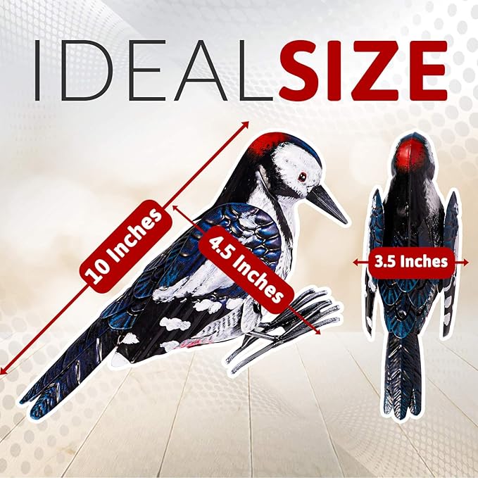 Shefio Woodpecker Gifts - Metal Woodpecker Yard Art - Handmade Outdoor Decor - Backyard & Garden Gifts-VerdiqueGarden