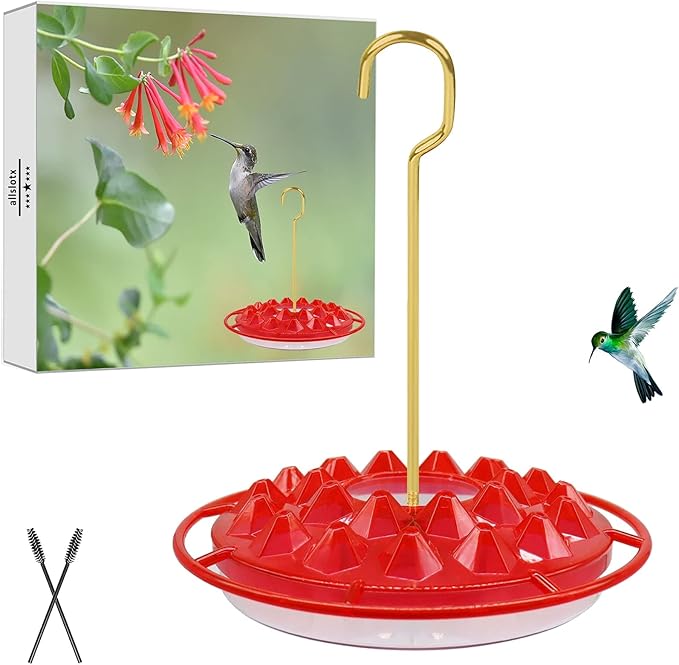 Hummingbird Feeders for Outdoors Hanging - 25 Feeding Ports 10 oz Plastic Hummingbird Feeder, Bee-Proof Leak-Proof No Drip, Easy to Clean with Cleaning Brushes-VerdiqueGarden