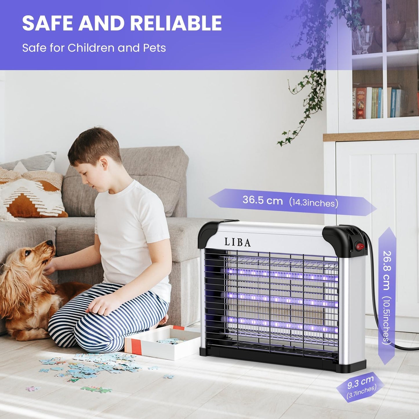 LiBa LED Indoor Bug Zapper, Electric Mosquito Killer Fly Zapper with Dual UV Wavelength Attraction, High Voltage Fly Trap Mosquito Trap Over 10-Year Lifespan LED Bulbs Light, Safe for Kids/Pets-VerdiqueGarden