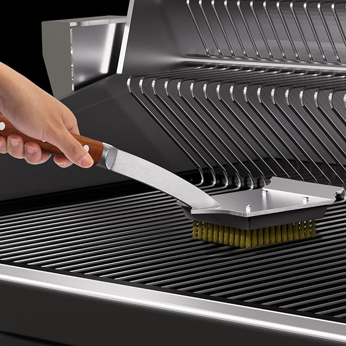 ENLOY Copper Wire Grill Brush Replacement Head, Grill Cleaning Bristle Brush with 4 Screws, BBQ Cleaning Replacement Brush Head for Gas, Porcelain, Ceramic, Cast Iron, Stainless Steel Grills and More-VerdiqueGarden