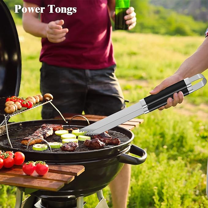 ROMANTICIST 25pcs Extra Thick BBQ Grill Accessories, Fathers Day Grilling Gifts Set for Men Dad, Heavy Duty Grill Tools Utensils Kit with Spatula, Tongs in Aluminum Case for Birthday Black-VerdiqueGarden