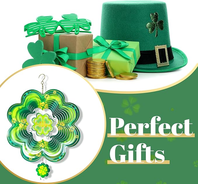 St Patricks Day Metal Wind Spinners St. Patrick's Hanging Gifts for Women Mom Grandma,12inch Wind Spinner for Home Party Ornament Spring Outdoor & Indoor Decorations-VerdiqueGarden