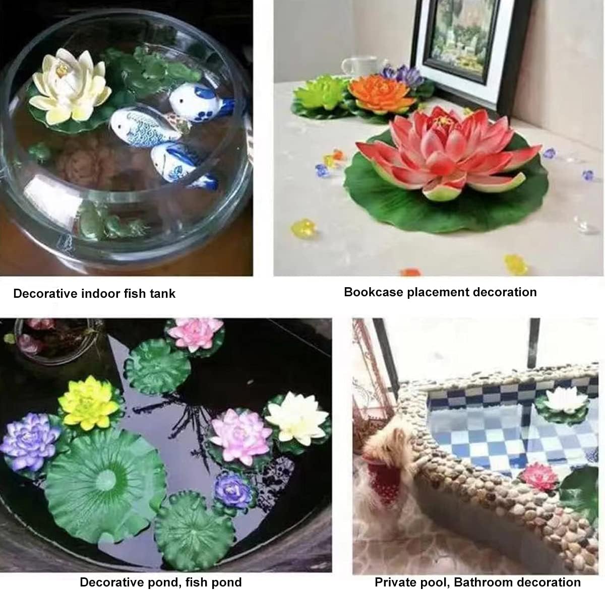 FZBNSRKO Artificial Lotus,4PCS 7.1" Inch Floating Foam Lotus Flowers for Pool,Realistic Water Lily Pads for Home Outdoor Patio Pond Wedding Party Decorations,Light Purple-VerdiqueGarden