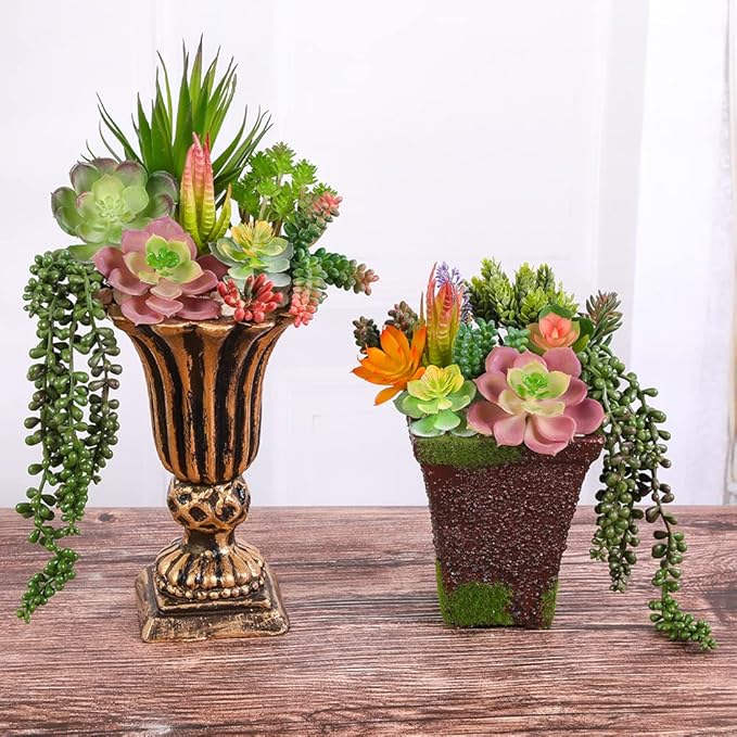 18 Pack Artificial Succulents Realistic Textured Fake Succulents Unpotted Artificial Cactus Plant Suitable for Garden Home Office Greening and Decoration-VerdiqueGarden
