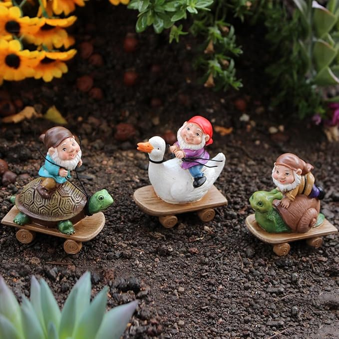 3 PCS Funny Garden Gnome Statues, Creative Resin Dwarf Sculptures, Outdoor Yard Decor, Gnomes Tree Faces for Lawn, Patio, Porch, Miniature Fairy Garden Accessories, Novelty Gift for Indoor/Outdoor Use-VerdiqueGarden