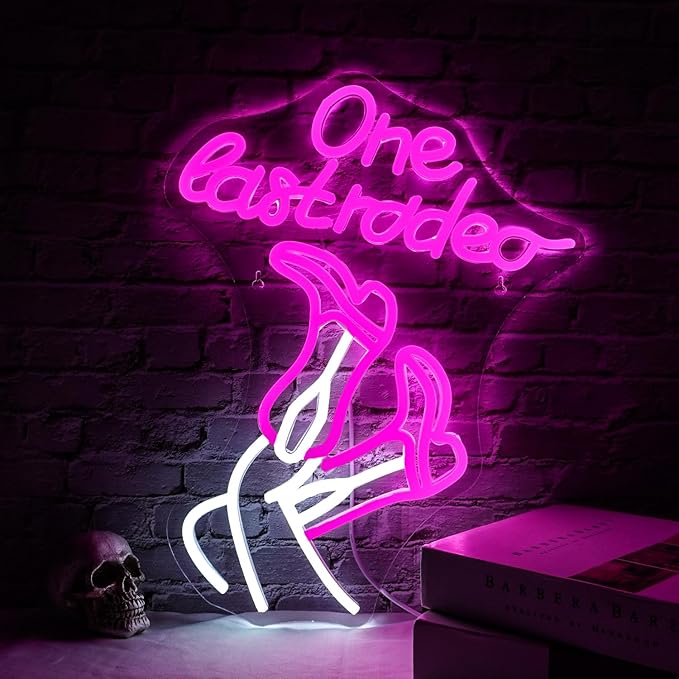WLHOPE One Last Rodeo Neon Sign Cowboy Boots Neon Sign Led Sign,Dimmable Cowgirl Neon Signs for Wall Decor,Connectivity Via USB Licked Neon Light for Bedroom Home Bar Club Hotel Party Western Decor-VerdiqueGarden