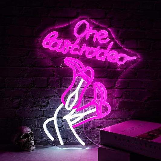 WLHOPE One Last Rodeo Neon Sign Cowboy Boots Neon Sign Led Sign,Dimmable Cowgirl Neon Signs for Wall Decor,Connectivity Via USB Licked Neon Light for Bedroom Home Bar Club Hotel Party Western Decor-VerdiqueGarden