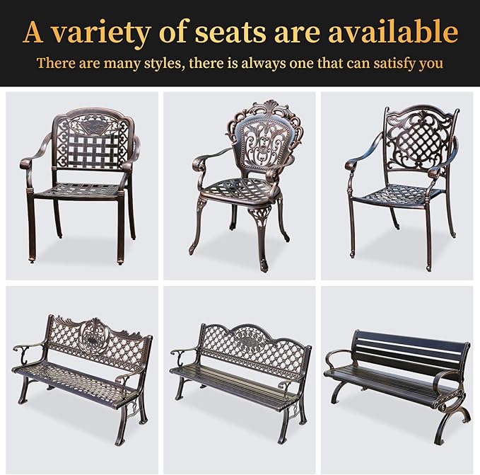 Outdoor Dining Chair Cast Aluminum Patio Chairs Set of 2 All-Weather Patio Dining Chair with Adjustable Feet for Backyard Garden (JL Chair)-VerdiqueGarden