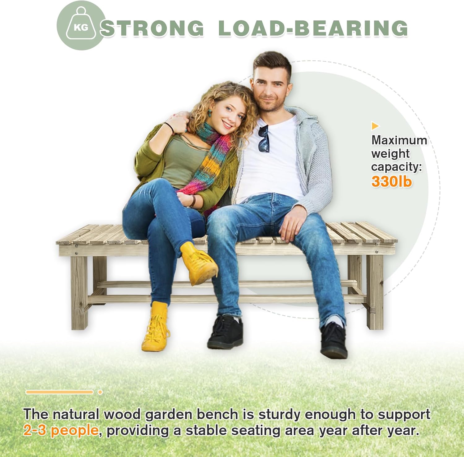 Outdoor Garden Bench, 3-Person Wood Patio Bench Weatherproof Outdoor Backless Bench, Anti-Corrosion and Anti-Rust Garden Benches for Garden Lawn Porch Park Backyard (Natural,47.25''/120cm)-VerdiqueGarden