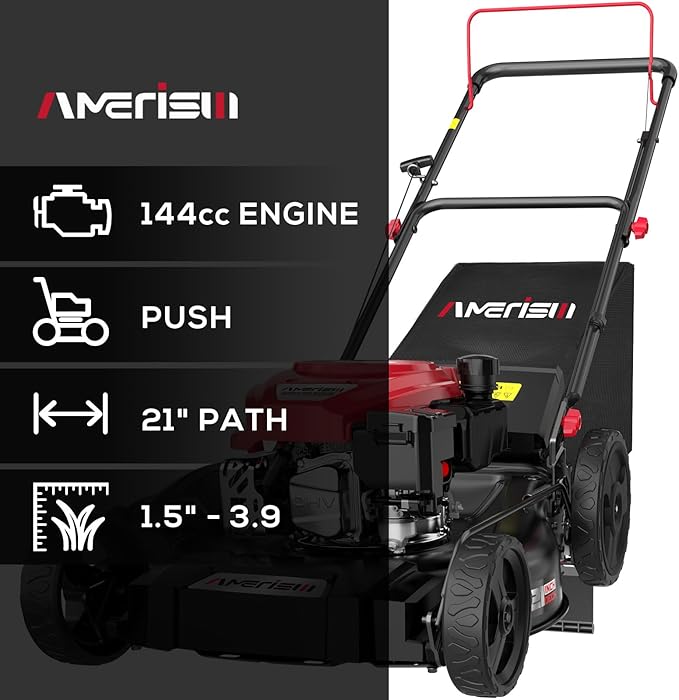 Gas Lawn Mower, 21" with 144cc 4-Cycle OHV Engine 3-in-1 Walk-Behind Push Lawn Mower (AV8621P1)-VerdiqueGarden