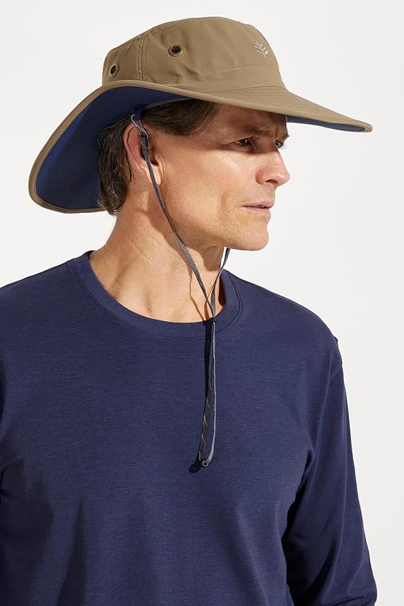 Men's Shapeable Wide Brim Hat - UPF 50 Sun Protection - Maximum Coverage on Your Next Adventure - Sun Fearless Leo Hat-VerdiqueGarden