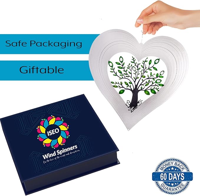 Heart Wind Spinners for Yard and Garden, Metal Ornaments for Garden Décor, Outdoor Wind Spinner, Heart Décor Gifts, Outdoor Garden Decoration, Heart Gifts for Women by ISEO (12 inch)-VerdiqueGarden