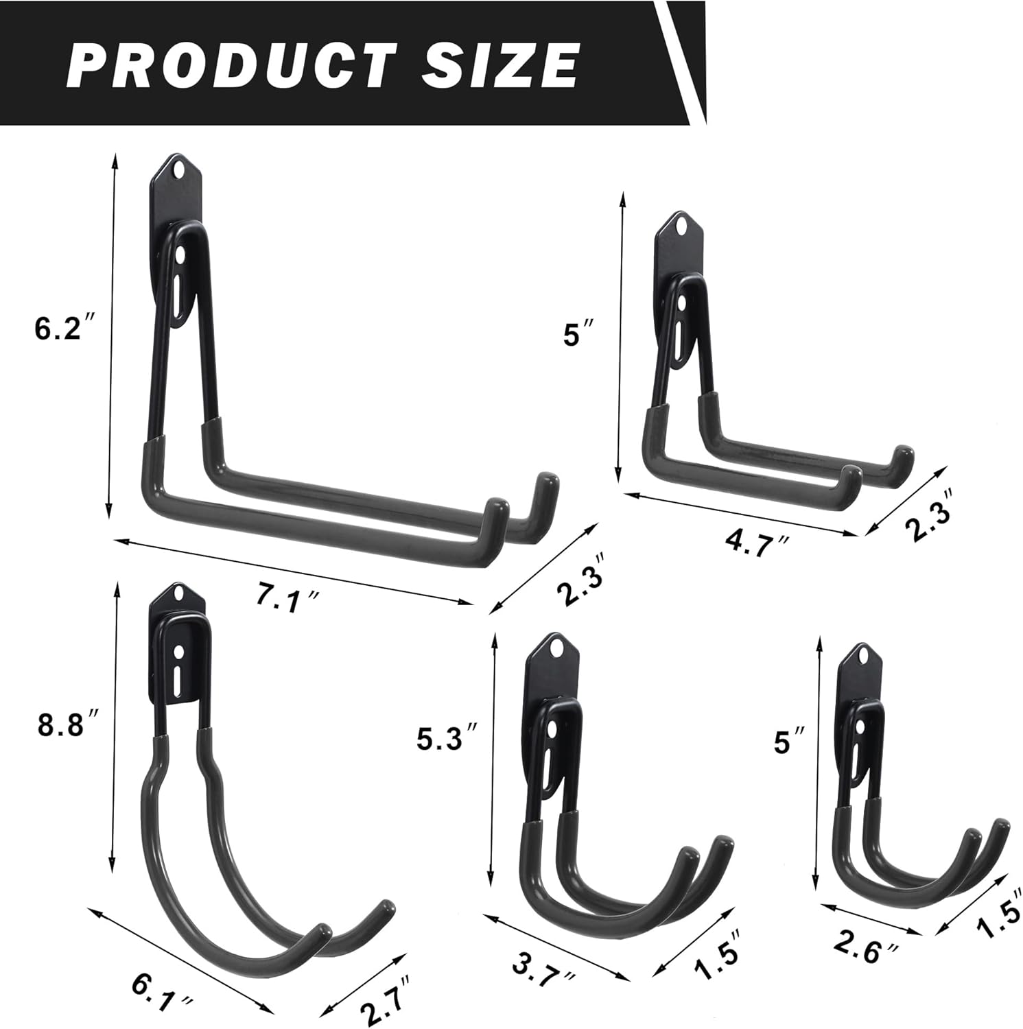 Wallmaster Garage Hooks Organizer Kit,12 Pack Adjustable Heavy Duty Shelving Hook,Wall Mount Utility Steel Garage Organization (Black)-VerdiqueGarden