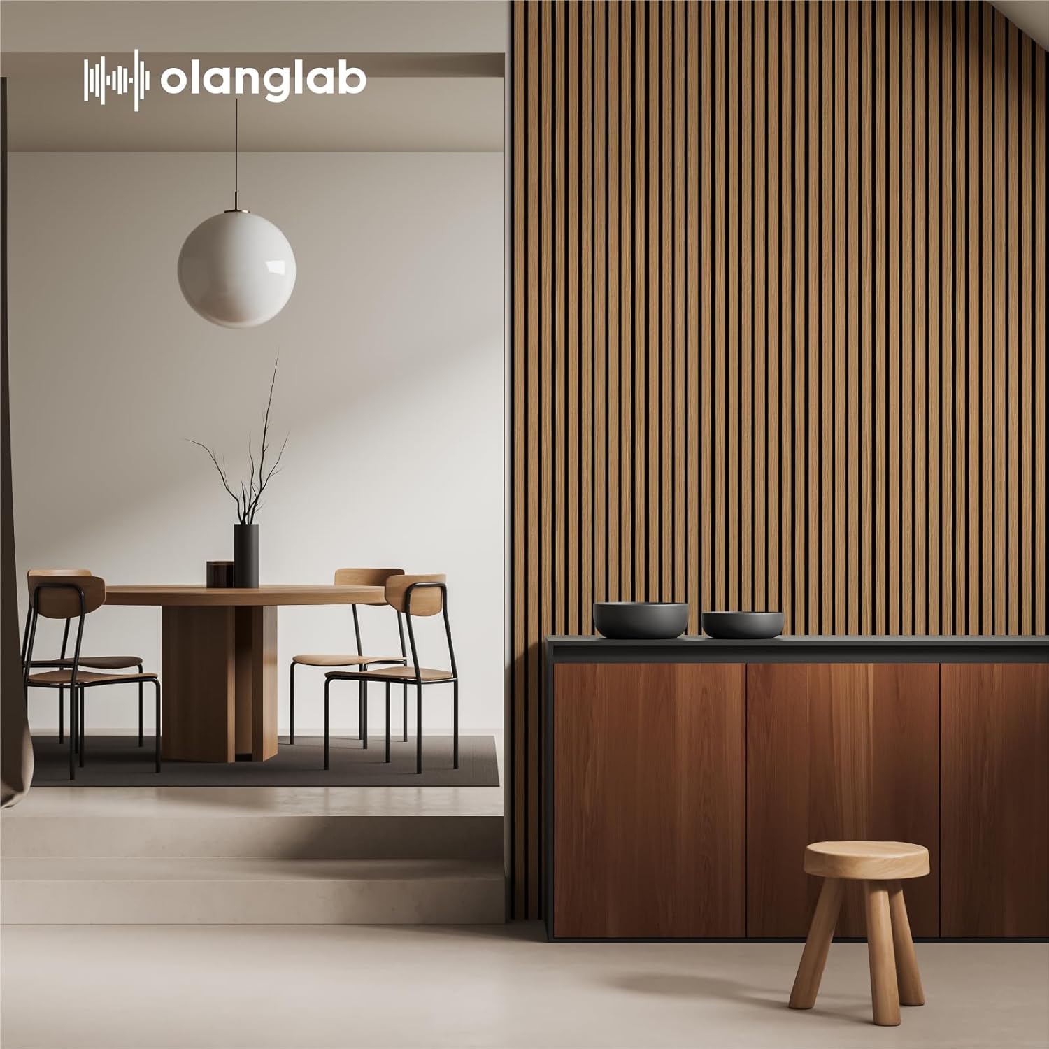 Olanglab Wood Slat Wall Panels 4 Pack, Wooden Acoustic Wall Panels, 94.5"x12.6" Each 3D Wall Panels for Interior Wall Decor (Cherry Toned-Extendo Trio)-VerdiqueGarden