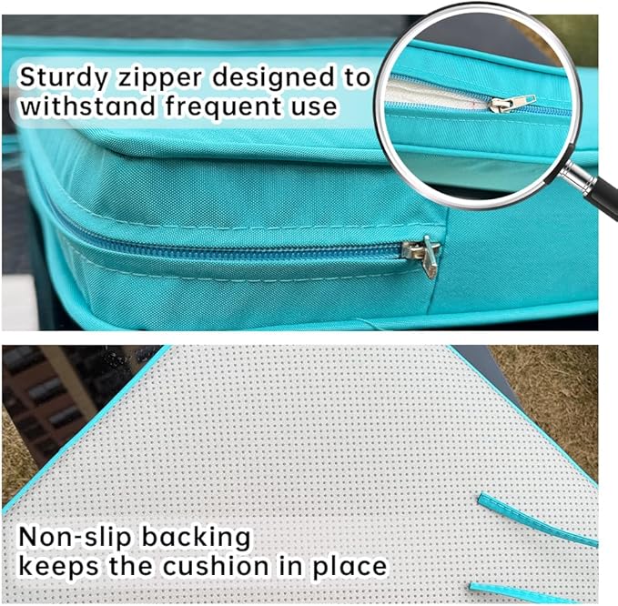 3-Pack Outdoor Patio Furniture Replacement Cushions Set–High-Elastic Sponge Cushions Fit 4-Piece Wicker Rattan Sofa, Loveseat & Chairs, 36x18x2 & 18x18x2, Waterproof, Fade-Resistant (Lake blue)-VerdiqueGarden