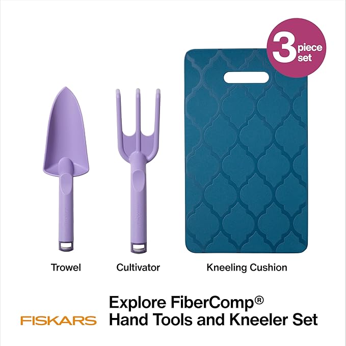 Fiskars Knee Pad, Trowel, and Cultivator Set, Explore Collection-VerdiqueGarden