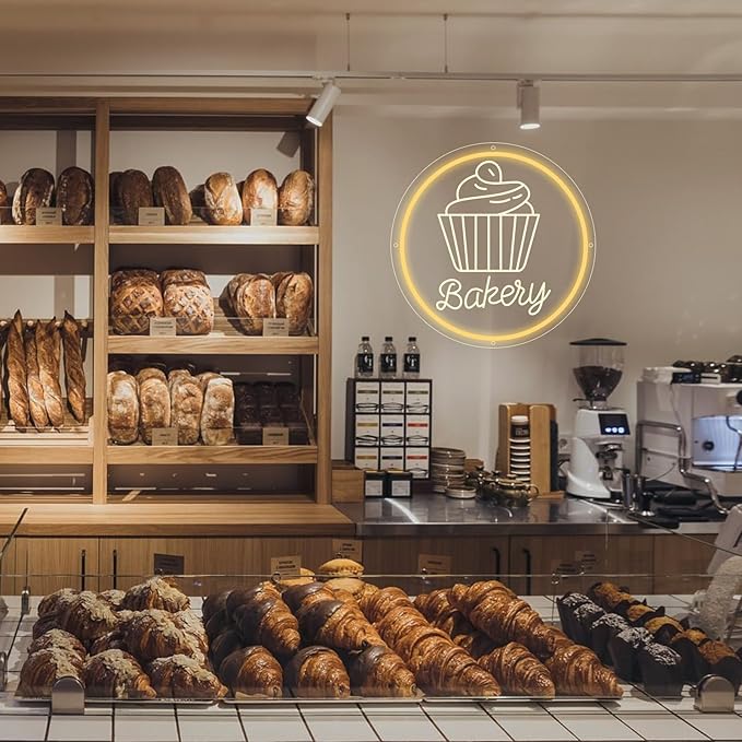 Bakery Neon Sign for Wall Decor Dimmable LED Neon Light Cake Bread Light Up Signs for Business Dessert Food Shop Restaurant Coffee Bar Birthday Party Decoration-VerdiqueGarden