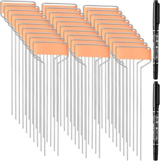 100 Pcs Metal Garden Plant Labels Weatherproof Banner Copper Plant Tags, Metal Copper Garden Markers, Reusable Height 10.5 Label Area 2.5'' x 7/8''-VerdiqueGarden