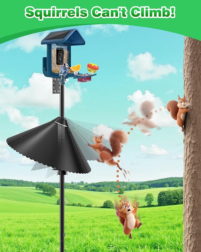 Metal Squirrel Baffle - Heavy Duty Squirrel Baffle for Bird Feeder Pole - Chew Proof Squirres Guard with Spring for Better Defense, Outside Pole Mount for Bird Feeder, 19 Inch-VerdiqueGarden