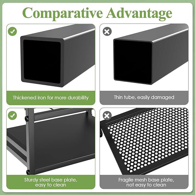 Garden Tool Organizer Rack for Garage, Yard Tool Tower Rack Organizer, Tools Stand Storage with Hooks Black Metal Garden Tools Holder for Yard Shed Garage Organization-VerdiqueGarden