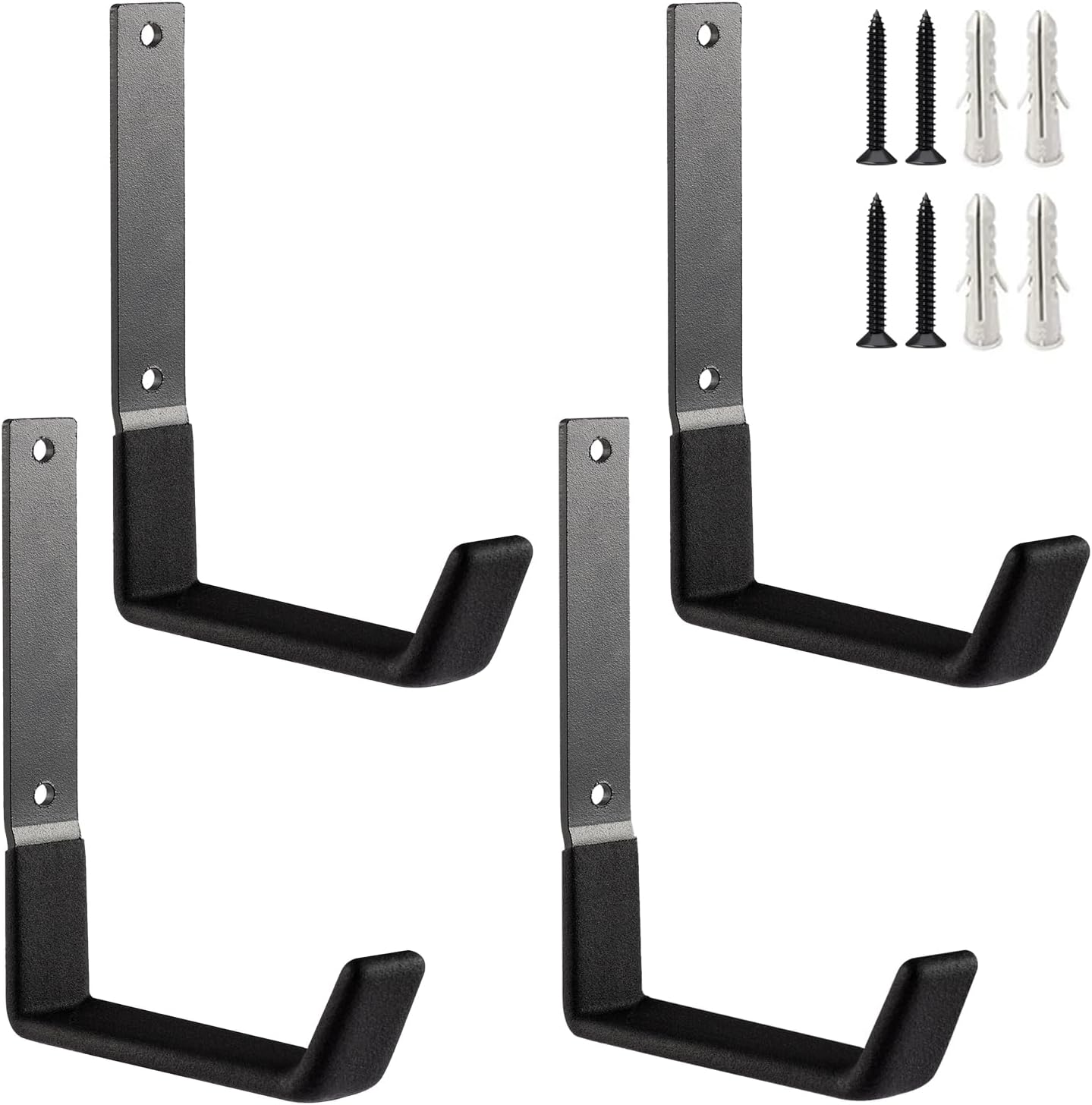 Heavy Duty Steel Hooks - Wall Mount Utility Hooks for Garage & Garden, Hose Hanger & U Hooks (4, Large)-VerdiqueGarden