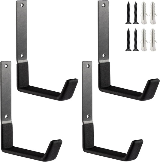 Heavy Duty Steel Hooks - Wall Mount Utility Hooks for Garage & Garden, Hose Hanger & U Hooks (4, Large)-VerdiqueGarden