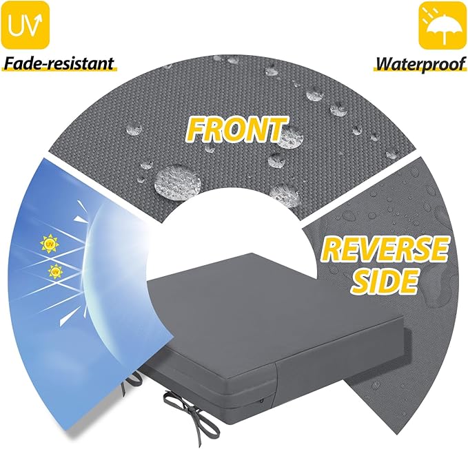 AAAAAcessories Outdoor Seat Cushions for Chairs, Waterproof, Fade-Resistant Patio Furniture Replacement Cushions, 21" x 21" x 4", Set of 2, Dark Gray-VerdiqueGarden