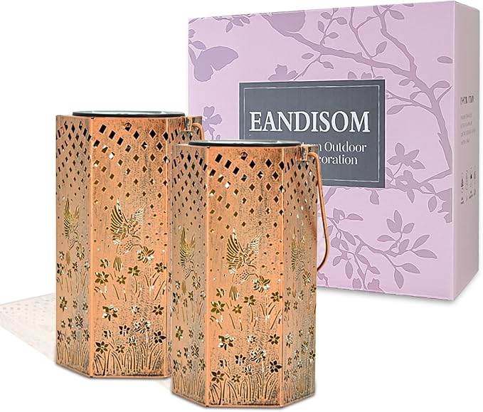 2 Pack Hummingbird Solar Lanterns Outdoor Waterproof - Birthday Gifts for Women, Men, Mom, Solar Lights Outdoor Hanging Garden Decor for Outside, Patio, Outdoor, Yard, Lawn, Balcony-VerdiqueGarden