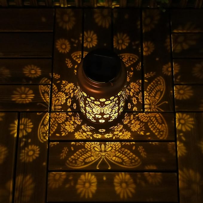 2 Pack Butterfly Solar Lanterns Outdoor Waterproof - Hanging Butterflies Solar Lights Garden Decor, Birthday Gifts for Women, Mom, Mothers Day Gifts, Outdoor Decor for Patio, Yard-VerdiqueGarden