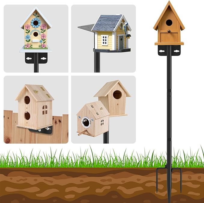 1 Pack 60 inch Adjustable Bird Feeder Pole,Bird House Pole Suitable for Feeders & BirdHouse,Weather Station,Heavy-Duty Rustproof Design,Enhance Outdoor Decor & Birdwatching Experience (1 PACK 60 inch)-VerdiqueGarden