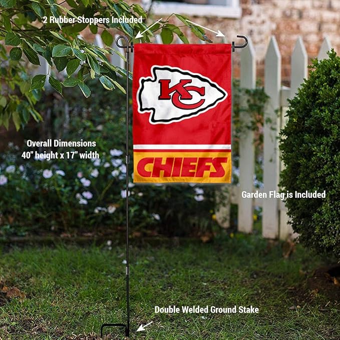 WinCraft Kansas City Chiefs Garden Flag with Stand Holder-VerdiqueGarden