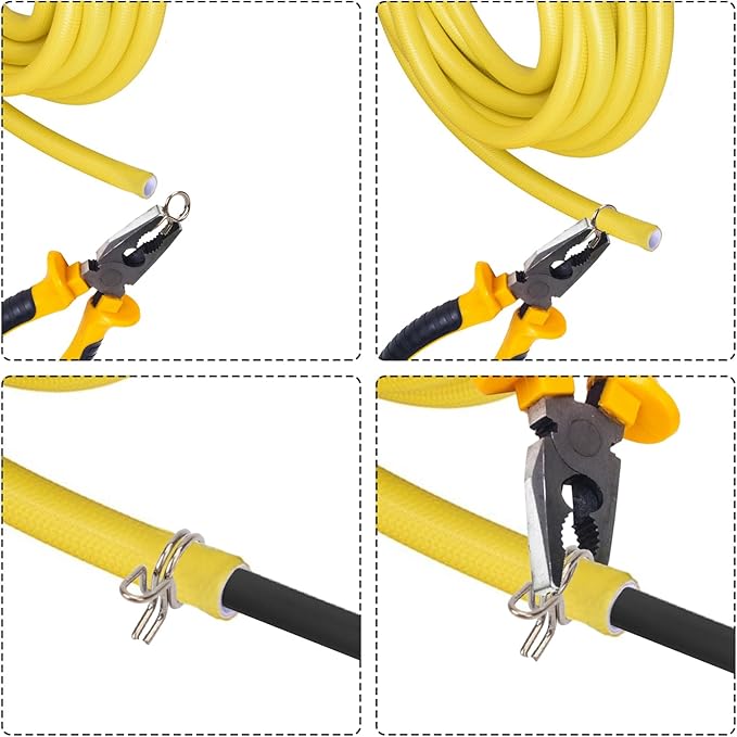 1/4 Tubing Clamp, 1/4"Double Wire Spring Hose Clamp, Irrigation Hose Clamp, Hose Tubing Clamps, 100 Double Line Hose Tube Spring Clamp, Irrigation Kit Connector Clamp, Metal Water Hose Clamps-VerdiqueGarden