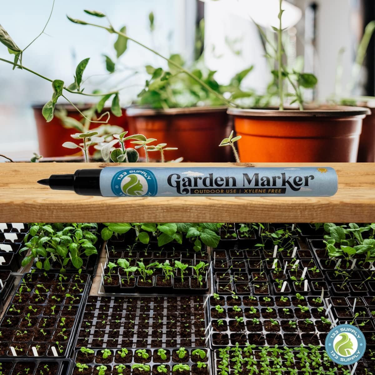 100 Pack T-Type Plant Labels for Seedlings with 2 Pack of Garden Marker Pens (Garden Markers Fade Resistant Plant Markers Outdoor Waterproof Pen Black Permanent Markers Plant Tags)-VerdiqueGarden