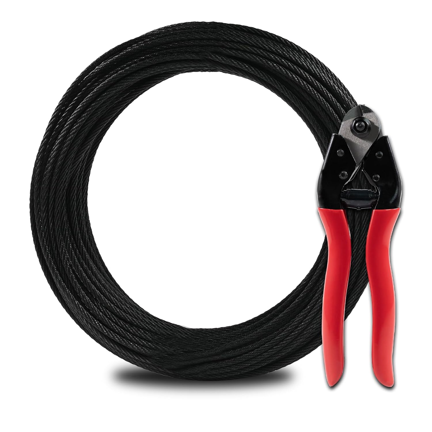 100FT 1/8" Stainless Steel Cable Black 7x7 Strands Aircraft Cable T316 Wire Rope with Cable Cutter 1800lbs Breaking Strength for Deck Cable Railing, Stair, Fence, DIY Balustrades-VerdiqueGarden