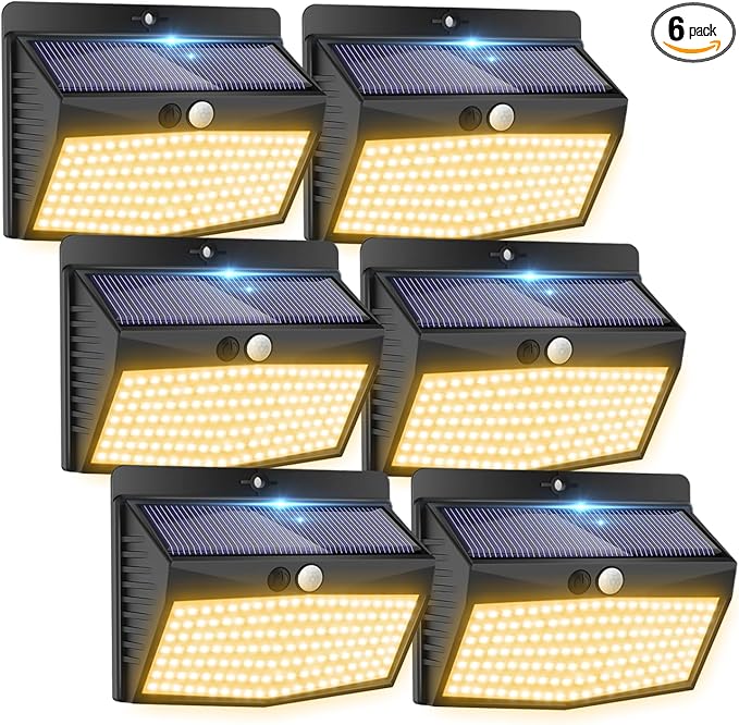 Peasur [138 LED/6 Packs] Solar Outdoor Motion Sensor Lights with 3 Lighting Modes Wireless Wall Waterproof Security Powered for Garden Fence Yard Deck Garage, Warm White-VerdiqueGarden
