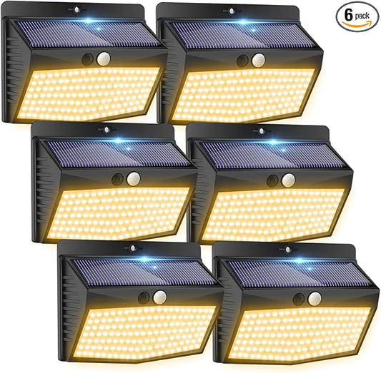 Peasur [138 LED/6 Packs] Solar Outdoor Motion Sensor Lights with 3 Lighting Modes Wireless Wall Waterproof Security Powered for Garden Fence Yard Deck Garage, Warm White-VerdiqueGarden