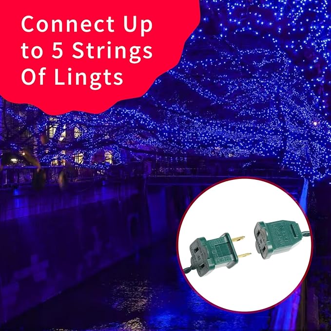 Ultra-Bright Connects End to End Blue Christmas Mini Lights 100L 19.6Ft UL Listed Incandescent Bulb String Light Set for Indoor Outdoor Holiday Garden Party Christmas Tree Garland Decor-VerdiqueGarden