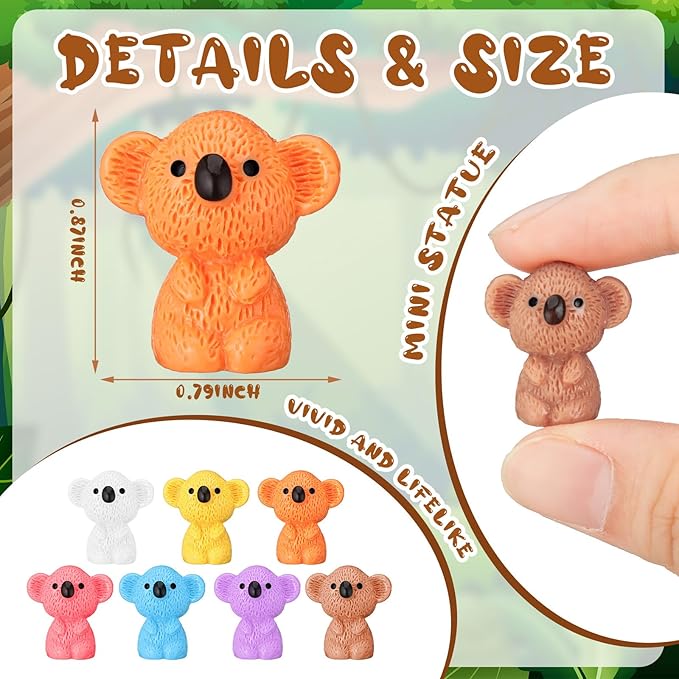 90 Pcs Resin Koala Miniatures Mini Animals Figures Cute Koala Figurine Fairy Decor Animal Ornament for Garden Landscape Home Accessories Craft Cake Decoration DIY-VerdiqueGarden