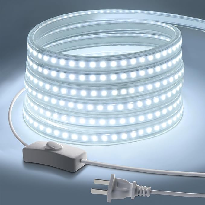 Outdoor LED Strip Lights,120LEDs/m Waterproof 32.8FT/10M LED Light Strip 6500K White Flexible LED Rope Lights for Garden Patio Cabinet Bedroom Indoor Outdoor Decoration(32.8FT, White)-VerdiqueGarden