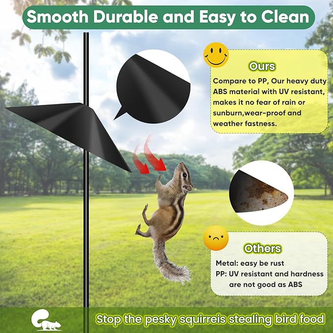 24-inch Large Squirrel Proof Bird Feeders for Outside Hanging,Outdoor Squirrel Baffles for Bird Feeders Pole, Bird House Guard for Outdoor Shepherd’s Hook, Black Color-VerdiqueGarden