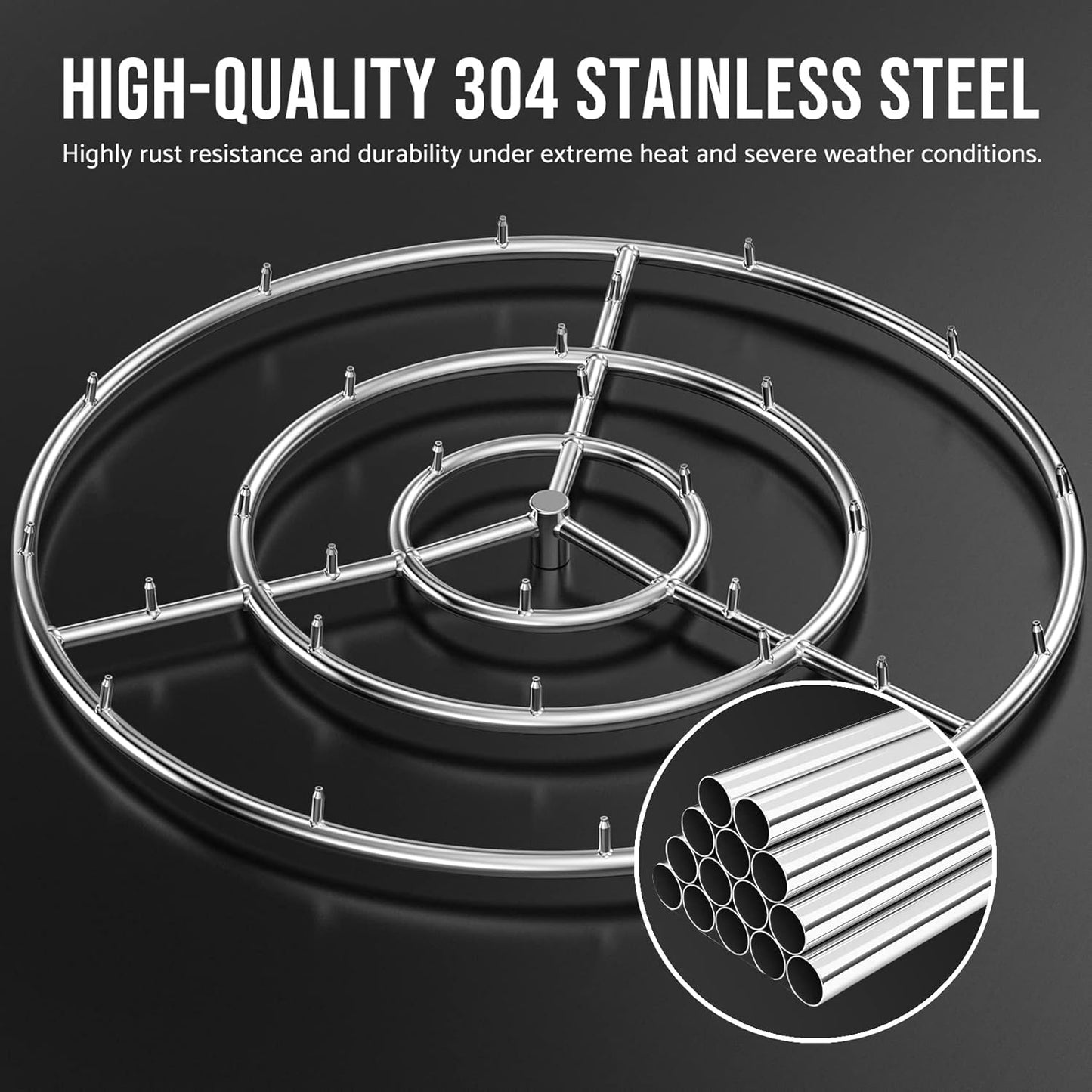 Skyflame 30-Inch Round Stainless Steel Fire Pit Jet Burner Ring, High Flame-VerdiqueGarden