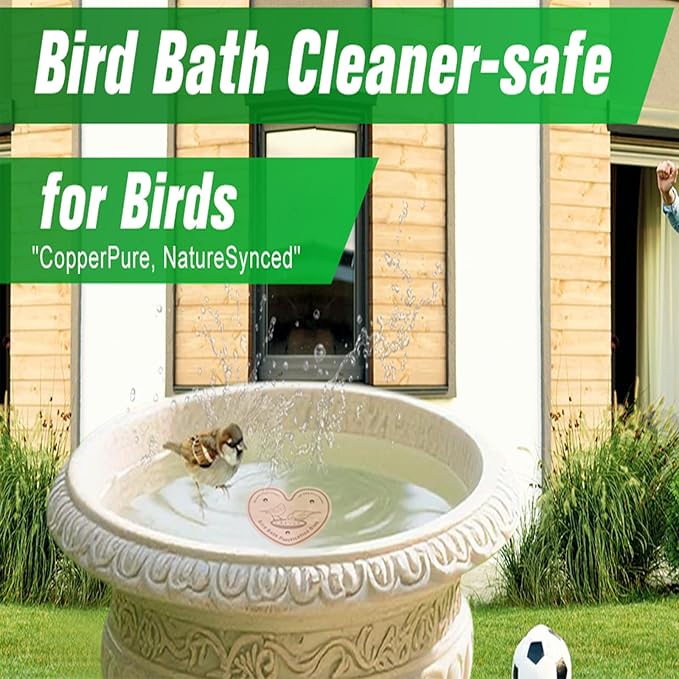 3-Pack 99.99% Pure Copper Bird Bath Purification Disk,Copper Disc with Stable Triple-Point Support,Fits All Outdoor Bird Baths(Heart-Shaped)-VerdiqueGarden