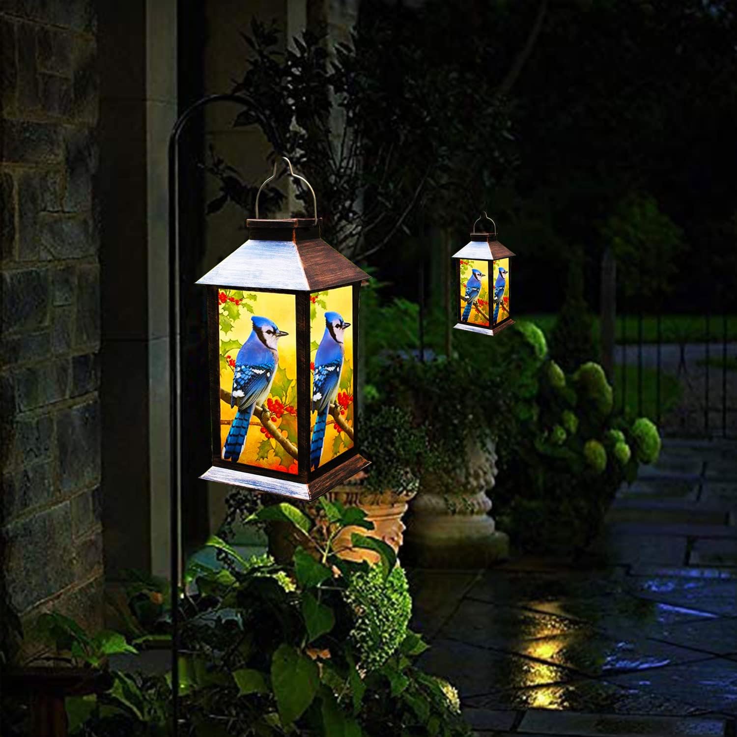 Solar Lanterns Outdoor Hanging Blue Jay Solar Lights Decorative for Garden Patio Porch and Tabletop PVC Waterproof LED Lantern (1pack)…-VerdiqueGarden