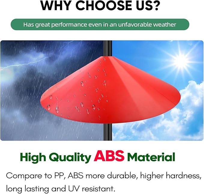 24-inch Large Squirrel Proof Bird Feeders for Outside Hanging, Outdoor Squirrel Baffles for Bird Feeders Pole, Red Color-VerdiqueGarden